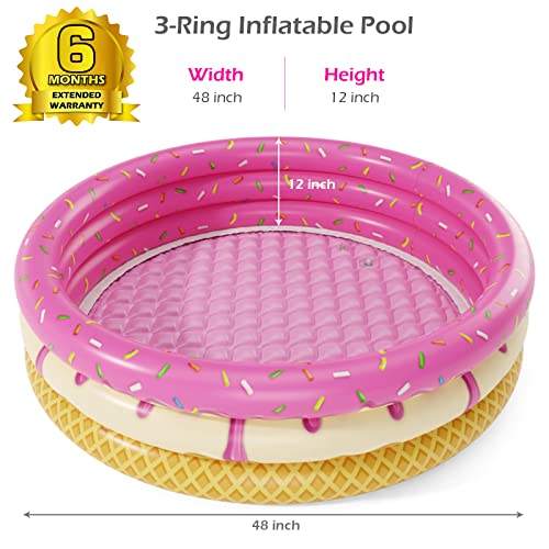 Jasonwell Inflatable Baby Kiddie Pool - Kids Paddling Pool Toddler Baby Swimming Pool Blow Up Ball Pit Pool Blow Up Infant Wading Pool For Backyard (48In Donuts) #TOP6