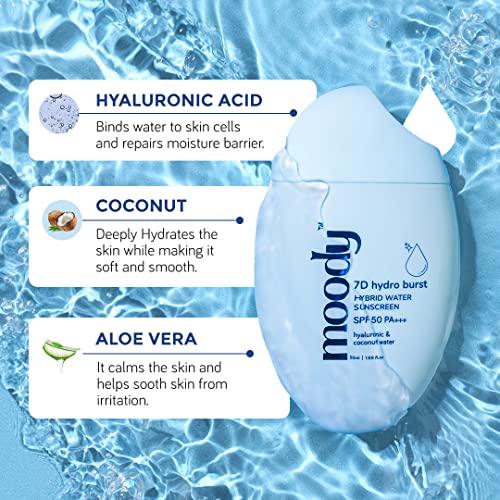 Image of Moody Hydro Burst Combo | Hydrating Moisturizer & SPF 50 Sunscreen | UVA /UVB Protection | Essential Skincare Combo | Non-Greasy | Hydrate, Shield, Refresh | Suitable for All Skin Types |