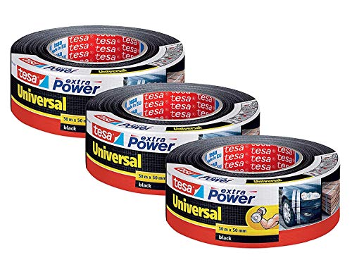 Preisvergleich Produktbild tesa extra Power Universal Gewebeband - Gewebeverstärktes Ductape zum Reparieren, Befestigen, Bündeln, Verstärken oder Abdichten (3er Pack / / Schwarz)