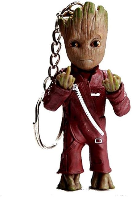 XuanAn Baby Groot Figures Keychain Pendant Model Kids Toy Tree Man Key Chain Car Hanging Decor Keyring Home Ornament