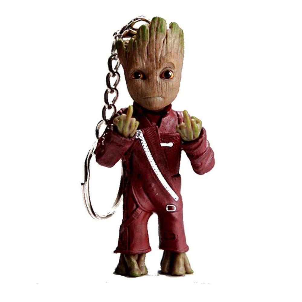 XuanAn Baby Groot Figures Keychain Pendant Model Kids Toy Tree Man Key Chain Car Hanging Decor Keyring Home Ornament