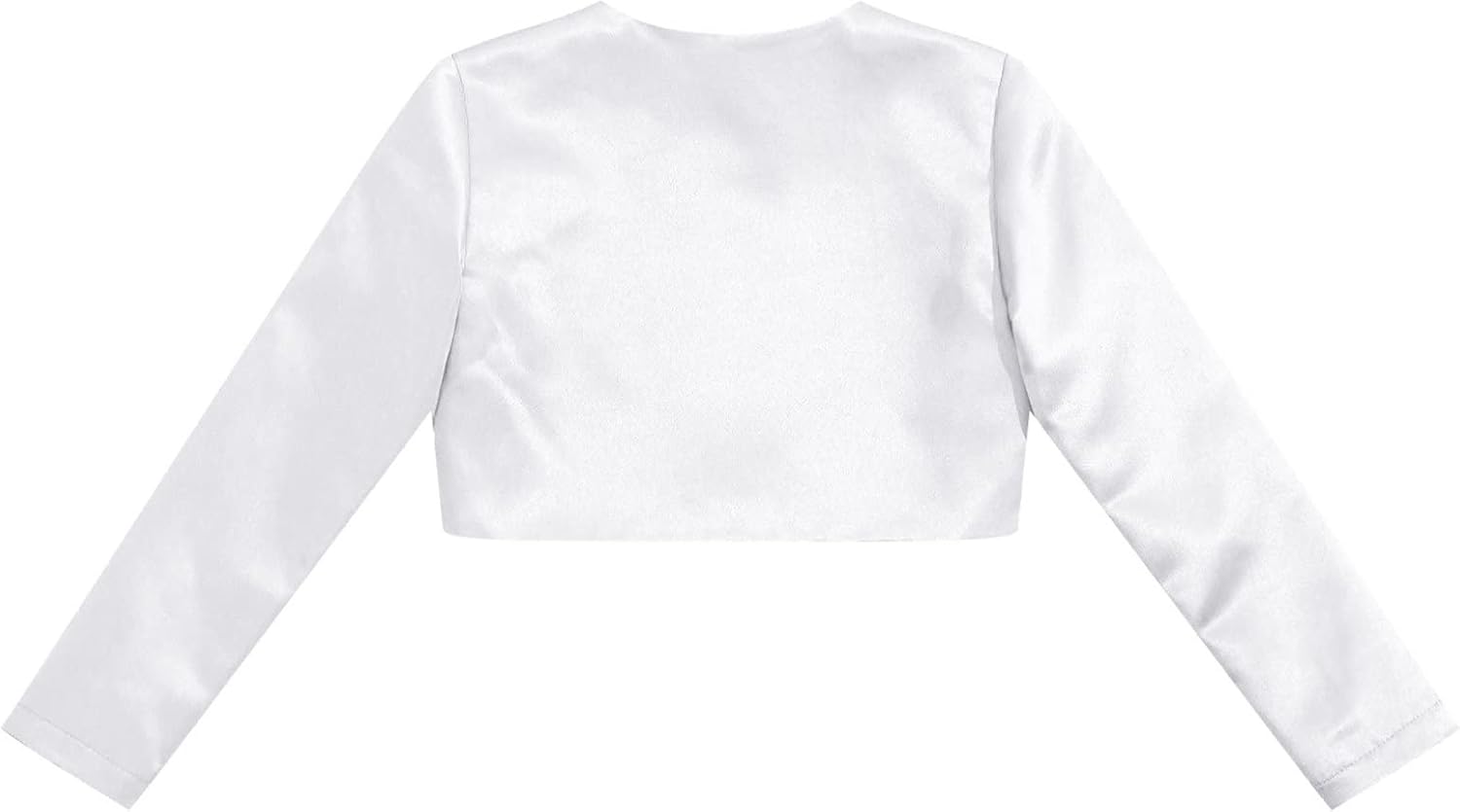 Kids Girls Shrug Satin Long Sleeves Rhinestone Applique Cardigan Crop Bolero Dress Cover Up