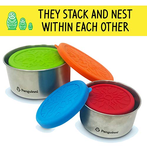 Myinni Food Storage Containers | Stainless Steel Food Containers With Silicone Lids | Lightweight And Leakproof Reusable Lunchbox | 4 Nesting Set (Xs, S, M, L) | Perfect For Kids, Toddlers, School #TOP7