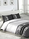  ANTILO Funda Nórdica Bordada Dans Blanco / Negro Cama de 135 (220x240)