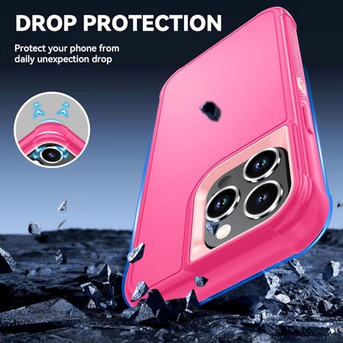 Image of SunStory Compatible with iPhone 13 Pro Max Case with HD Screen Protector, 3-Layer Heavy Duty Full-Body Cover,3 in 1 Hybrid Protective Case for iPhone 13 Pro Max 6.7 inch,PinkRed