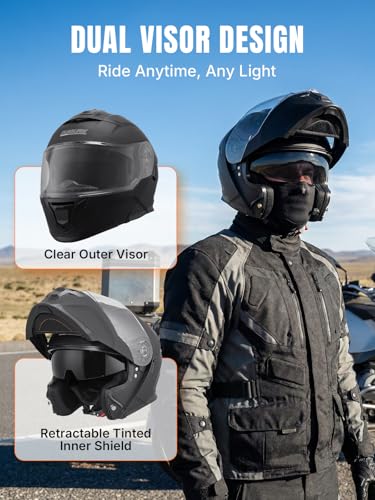 image for OUMURS Modular Motorcycle Helmets Full Face Flip up Street Bike Motorc