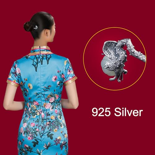 Épingle à cheveux argent 925 fleur style chinois d'exception