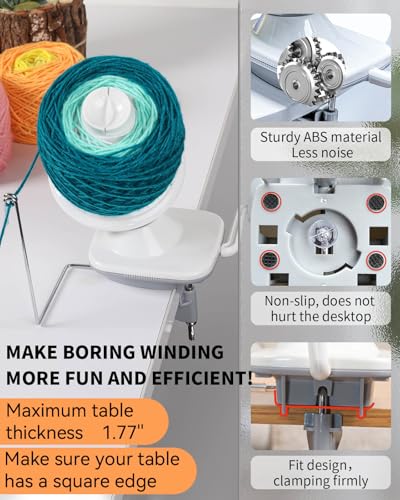 Image of SPEENSUN Yarn Winder, 3.5 OZ Easy-to-Install and Efficiently Yarn Spinner with Lower Noise, Robust ABS Material Ball Winder for Crochet and Knitting Lover for Yarns Below Size 5