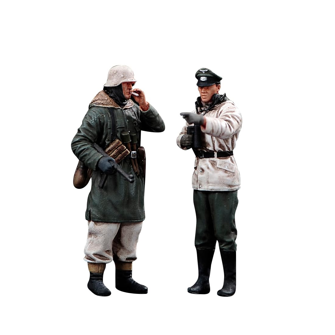 LootPop WWII German Military Figure Series, 1/72 Military Commander + Mountain Soldier, Two-in-One Miniature Model Doll Model, Military Gift for Adults