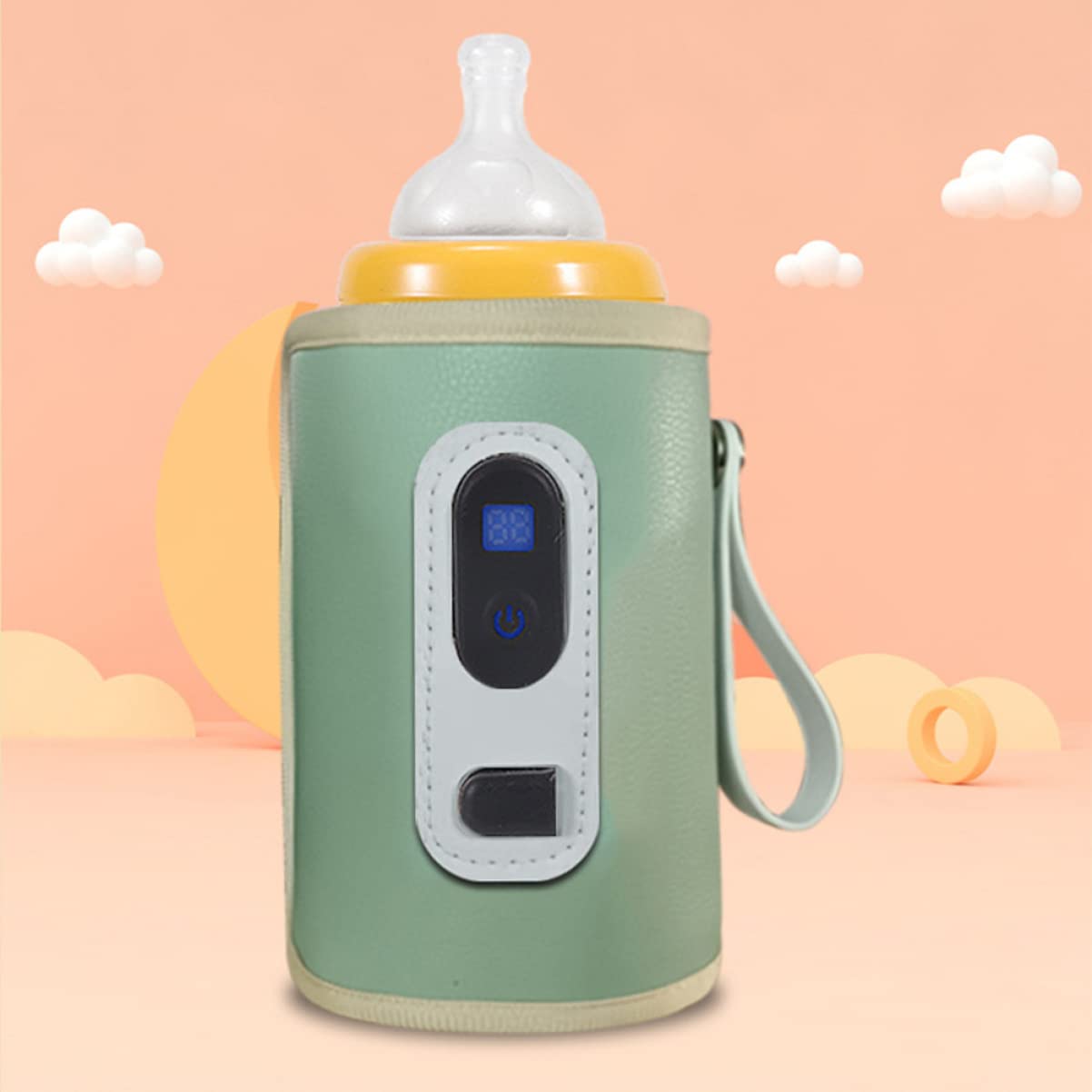 Milisten Insulated Water Bottle Warmer Digital Display for Travel Portable Bottle Pouch Switch for Hot Milk Random Color