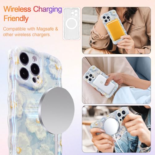 Coque compatible MagSafe iPhone 15 Pro Max anti-choc fleur