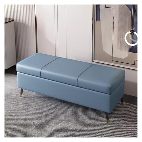 Banco otomano de almacenamiento con parte superior elevable, reposapiés tapizado de piel sintética para sala de estar, entrada y pasillo