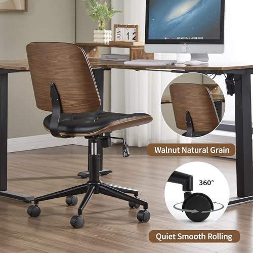 Image of Armless Rolling Office Desk Chair, Adjustable Height Computer Chair, Black