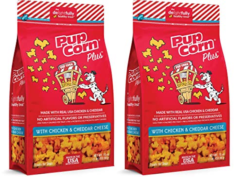 Triumph Pet Industries 2 Pack of PupCorn Plus Chicken and Cheddar Dog Treats, 16 Ounces Each