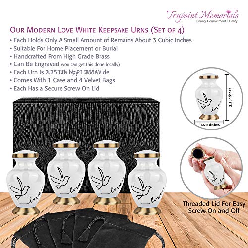Trupoint Memorials Cremation Urns For Human Ashes - Decorative Urns, Urns For Human Ashes Female & Male, Urns For Ashes Adult Female, Funeral Urns - White, 4 Small Keepsakes #TOP2