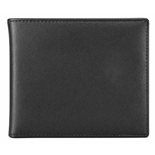 Image of Contacts Genuine Leather Wallet for Men | Slim Bifold Wallet with Magnetic Closure | 4 Card Slots & Cash Compartment | Premium Black Leather Wallet