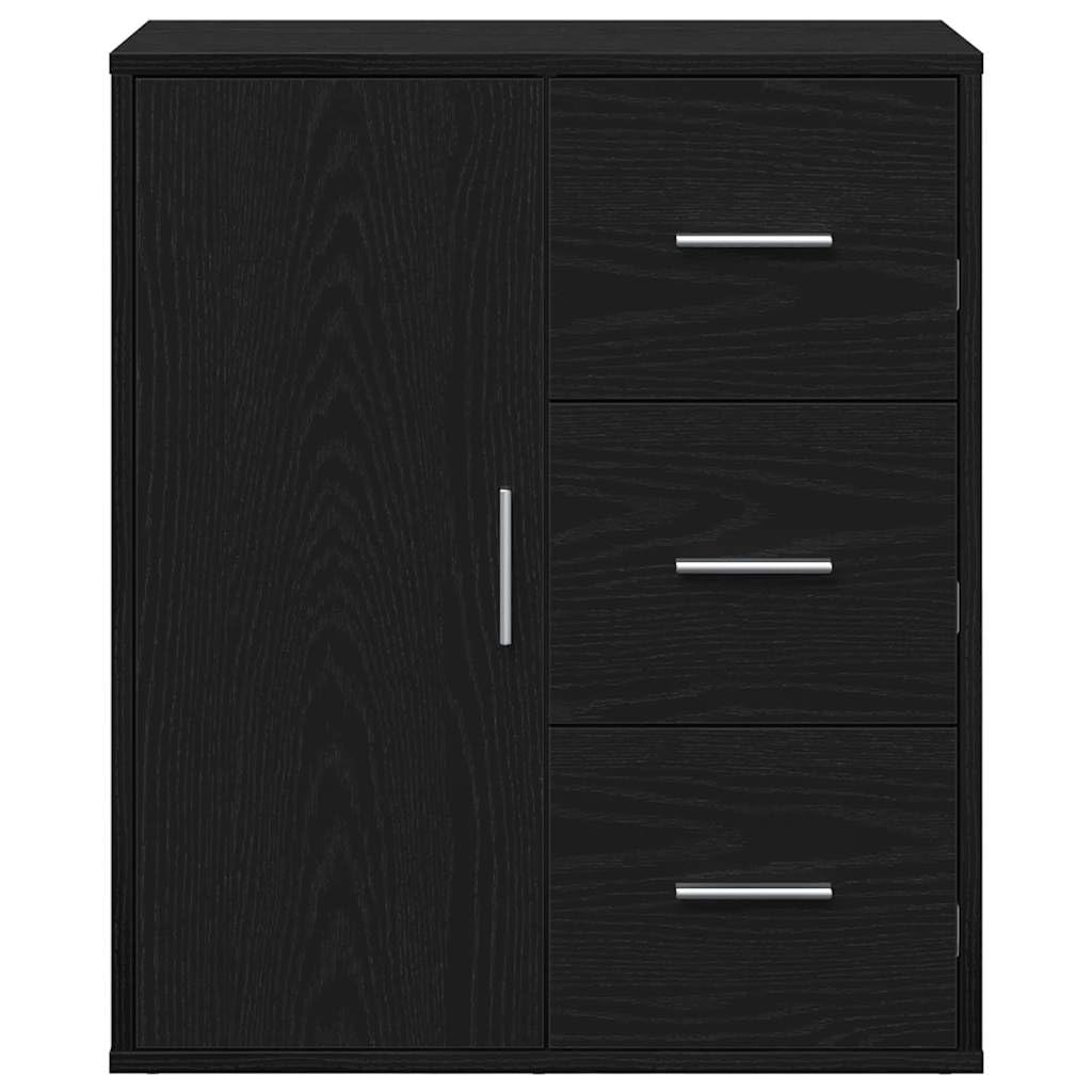 Credenza nera effetto rovere, 60 x 31 x 70 cm, comò con anta
