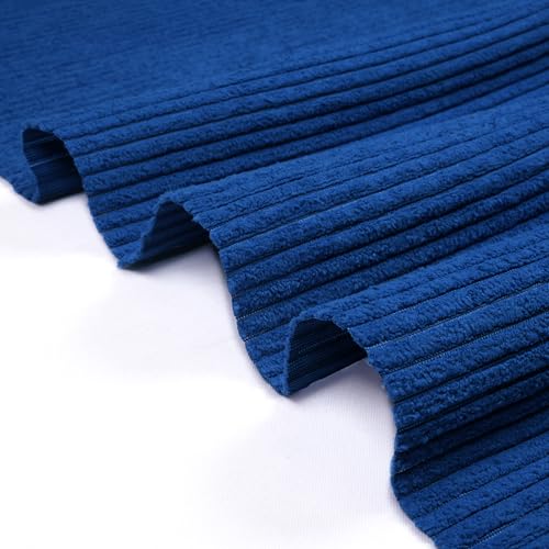 Image of Encasa XO Corduroy Fabric by the Meter, 59 inch Wide Premium 238 GSM Polyester Upholstery & Sewing Material, Soft Ribbed Navy Blue Fabric for Sofa /Cushion Covers, Trousers, Curtains & DIY Crafts