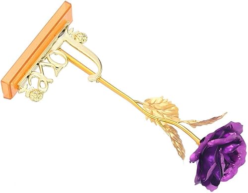 Miniatura 8 de Flor de lámina de oro de 24 quilates con lámina de oro artificial, regalo romántico para decoración de mesa del hogar ()