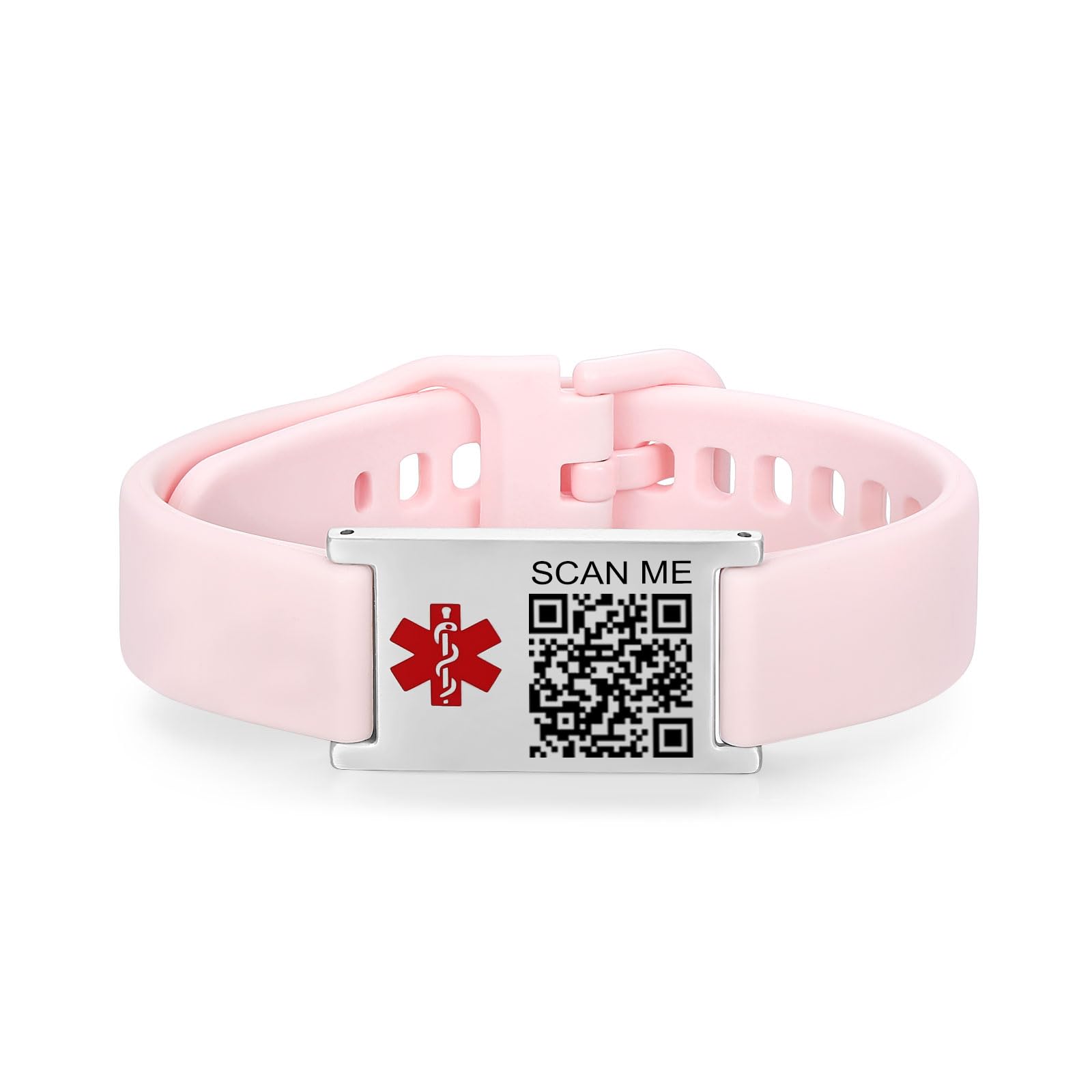 LinnaLove Medical Alert ID Bracelet – Adjustable Silicone Band, Custom or Pre-Engraved Options, QR Code Available