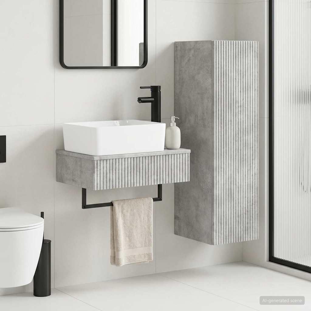 Juego de muebles de baño, 2 unidades, color gris hormigón