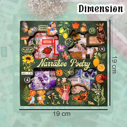 FunBlast Self Adhesive 640Pcs /100 Sheets, Vintage Nature Stickers, Retro Decorative Sticker's for Scrapbook, Sticker's for Project, Japanese Style Sticker Set, Journals, Scrapbooking (Multicolor)