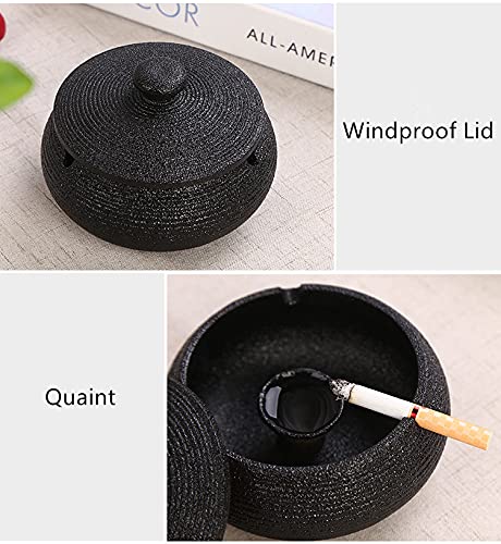 Xiou Ceramic Ashtray With Lid, Cigarette Ashtray With Water Storage Sink, Ash Holder For Smokers, Desktop Smoking Ash Tray, Windproof Ashtray For Home Office Decoration (Red) #TOP7