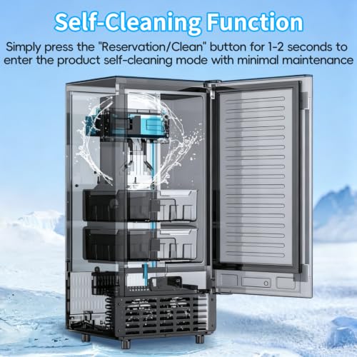 Image of 100Lbs /24H Commercial Ice Maker, 30Lbs Storage with Self-Cleaning