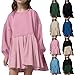Girls Sweatshirts Dress Oversized Long Sleeve Patchwork Casual Loose Crewneck Pleated Pullover Mini Dresses