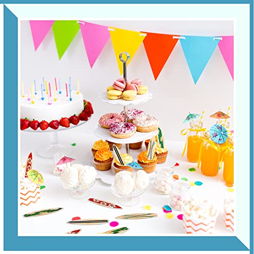 96 Pcs Surfboard Cake Decorations Umbrella Cocktail Drink Picks, Surfboard Cupcake Toppers Tropical Colors Party Toothpicks Umbrella Drinks Sticks For Summer Beach Birthday Baby Shower Party Supplies #TOP6