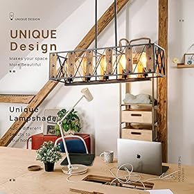 Kitchen Island Lighting, 5-Light Linear Farmhouse Pendant Lights, Rustic Dining Room Light Fixture, Farm House… 51PFaTqndvS. SS280