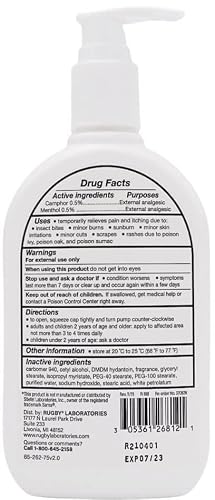 Rugby Original Steroid-Free Dry Skin Insect Bite Poison Ivy Sunburn Anti-Itch Lotion Camphor 0.5% / Menthol 0.5% - 7.5 Fl Oz #TOP1