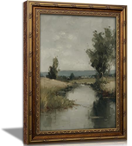 KKP Gold Framed 9x11in Vintage Lake Landscape Wall Art...