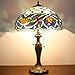 WERFACTORY Tiffany Table Lamp Stained Glass Style Bedside Lamp Blue Lotus 16X16X24 Inches Desk Reading Light Metal Base Decor Bedroom Living Room Home Office S220 Series
