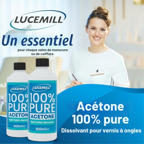Lucemill Acétone Pure | 500 ml | Dissolvant Professionnel pour Ongles | Retrait Gel et Vernis | Usage Salon – vue 2