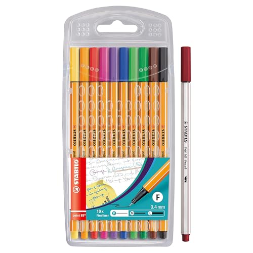 Estojo Stabilo Caneta Extrafina Point 88 com 10 cores + 1 Pen 68 Brush