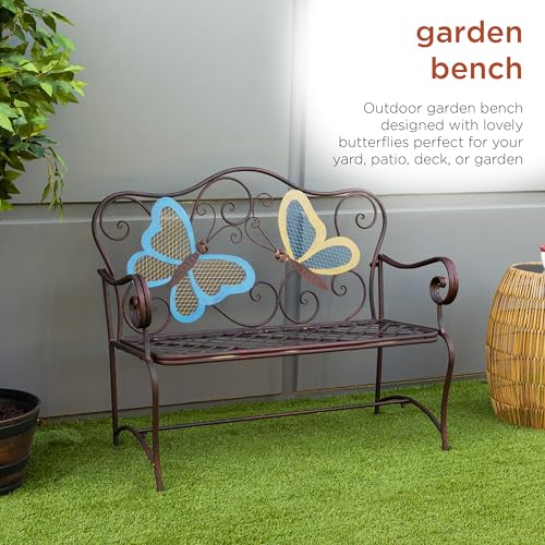 Alpine Corporation 45" x 23" Outdoor 2-Person Butterfly Garden Bench - Image 5