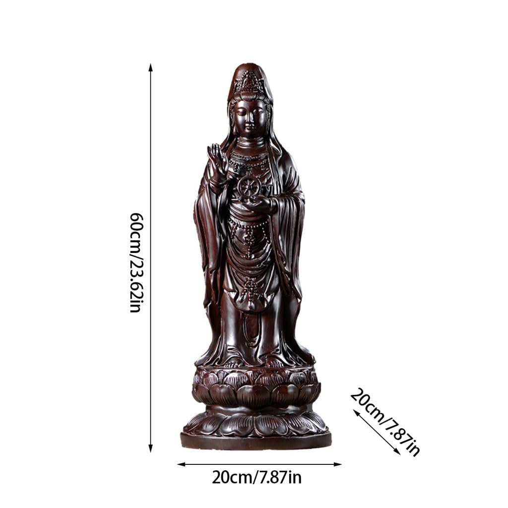 Posąg Buddy do wnętrz hebanowy rzeźbiony posąg Buddy Guanyin Bodhisattwa posąg Buddy z litego drewna Dom Dekoracja salonu Medytująca statua Buddy Figurka Rzeźba