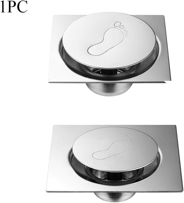 Shower Stainless Steel Hotel Easy Clean Bathroom Bouncing Waste Cover Floor Drain Deodorant Silver Pedal Type Square