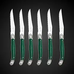 Jogo De Facas Laguiole 6 Artigos Com Cepo De Madeira (Verde)
