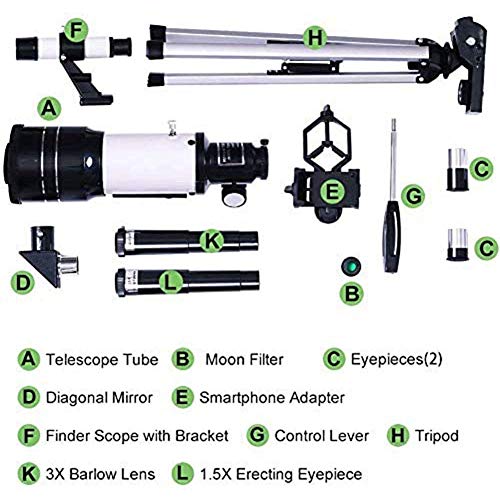 Telescopio refractor astronómico 70mm con trípode y soporte para celular miniatura 2