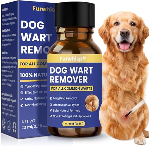 Furwhisp Dog Wart Remover with Built-in Brush Fast Acting Natural Formula for Wart & Skin Tag Removal in Dogs Scar-Free & Prevents Recurrence (0.7 fl.oz)