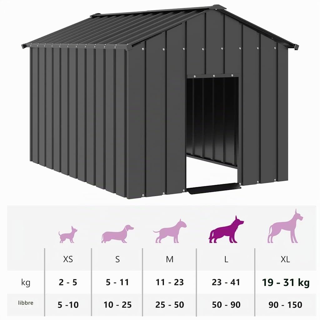 Cuccia Cane Esterno,Gabbia Cane,Box per Cani da Esterno,Recinto per Cani,Casetta per Cani con Tetto 113x153x101 cm Acciaio Zincato