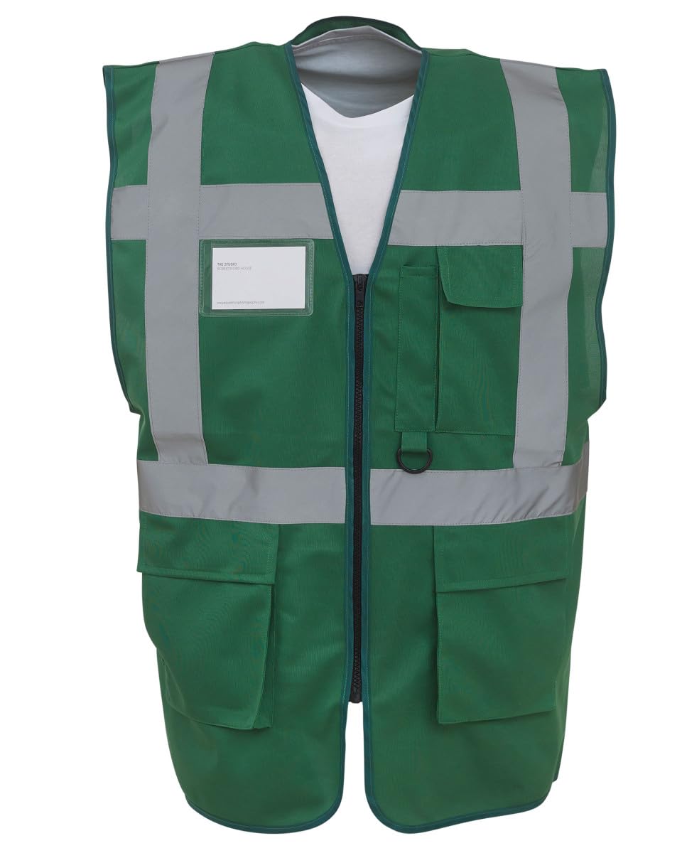 Executive Hi Viz Vis Vest High Visibility Zip Vest Safety Waistcoat Multi Pocket Zip Front ID Badge Holder comes in 9 colours Supplied by Simply Hi Vis Clothing UK