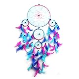 Blue Red Dream Catcher Wall Hanging Decorations, Malicosmile Indian Large Colorful Dream Catchers Feather Decor for Room