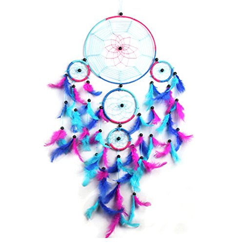 Blue Red Dream Catcher Wall Hanging Decorations, Malicosmile Indian Large Colorful Dream Catchers Feather Decor for Room