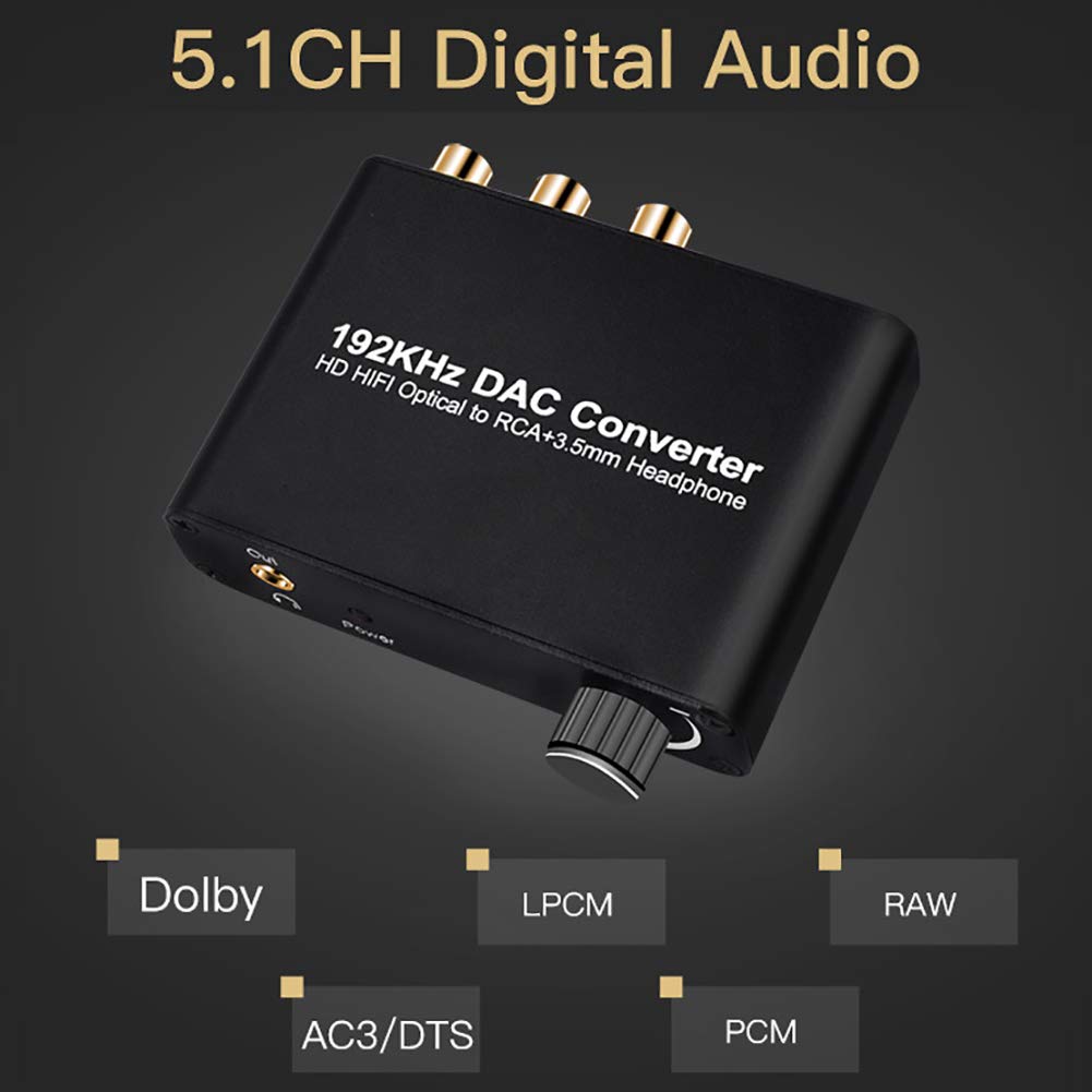 Decodificatore Audio, convertitore Audio da Digitale ad analogico, decodificatore Audio Digitale da DTS AC-3 a 2.0ch DAC Ottico coassiale RCA da 3,5 mm Jack 5.1ch
