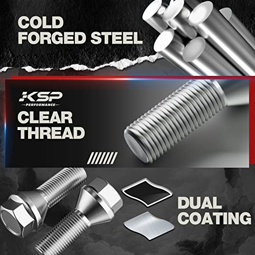 Ksp M12X1.25 Wheel Studs Lug Nuts, Pack 20 Pcs Shank Length 28Mm Conical Seat 60 Degree Lug Bolts For 2015-2018 J-E-E-P Renegade, 2018-2019 Compass, 2014-2019 Cherokee And More Wheel Spacers #TOP4
