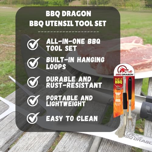 Set de utensilios para parrilla BBQ Dragon 2 piezas miniatura 5