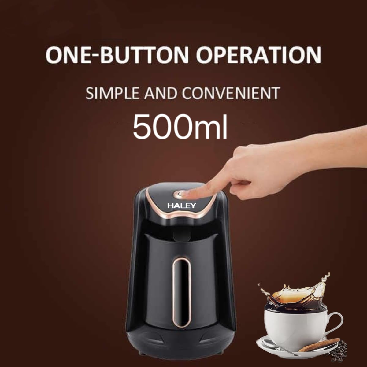 Wtrtr HALEY Turkish Coffee Maker Machine,Electric Coffee Pot, Perfect for Turkish, Greek, and Arabic Coffee.2 Years Warranty (500ml)